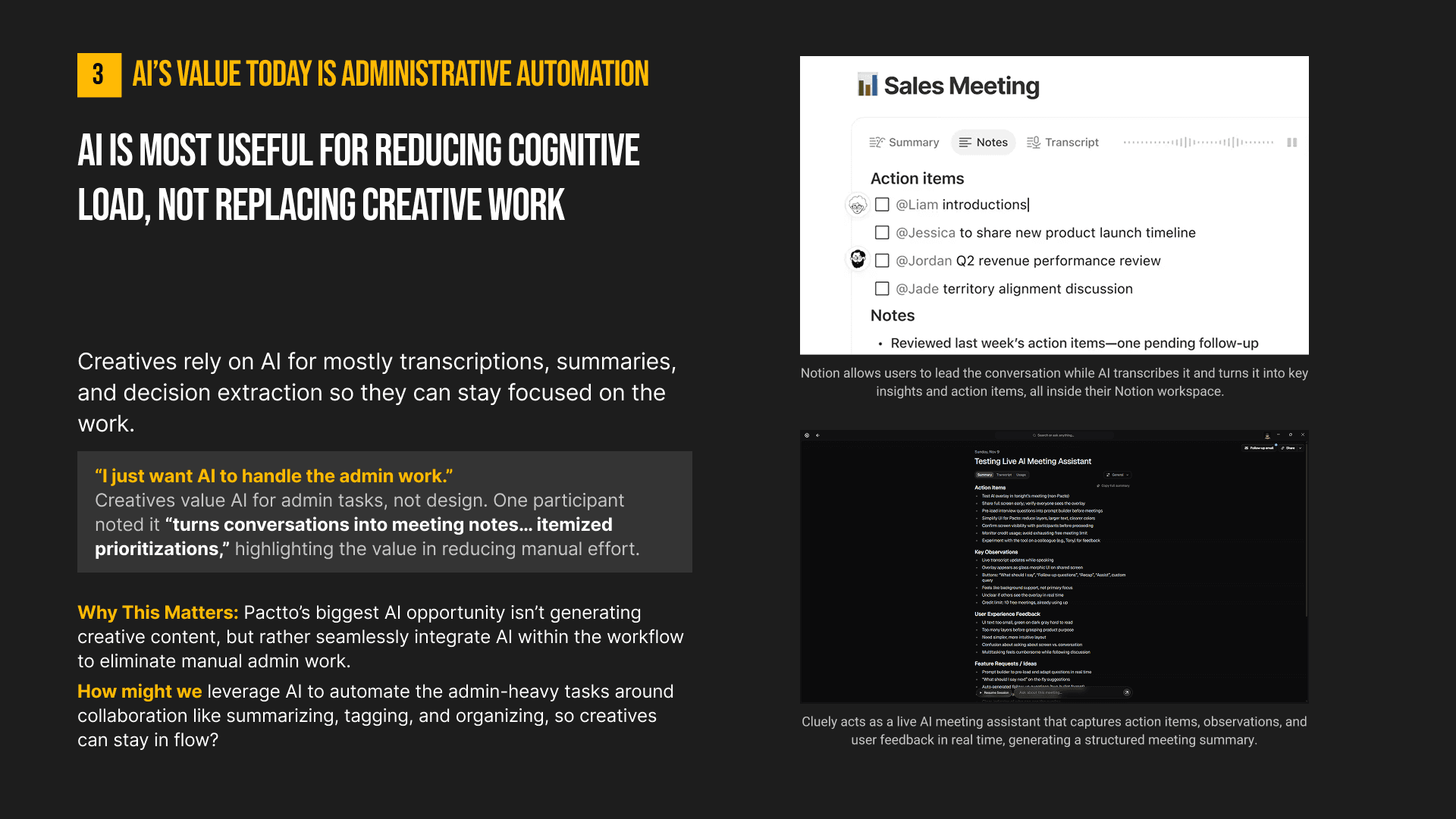 AI turning conversation into itemised notes