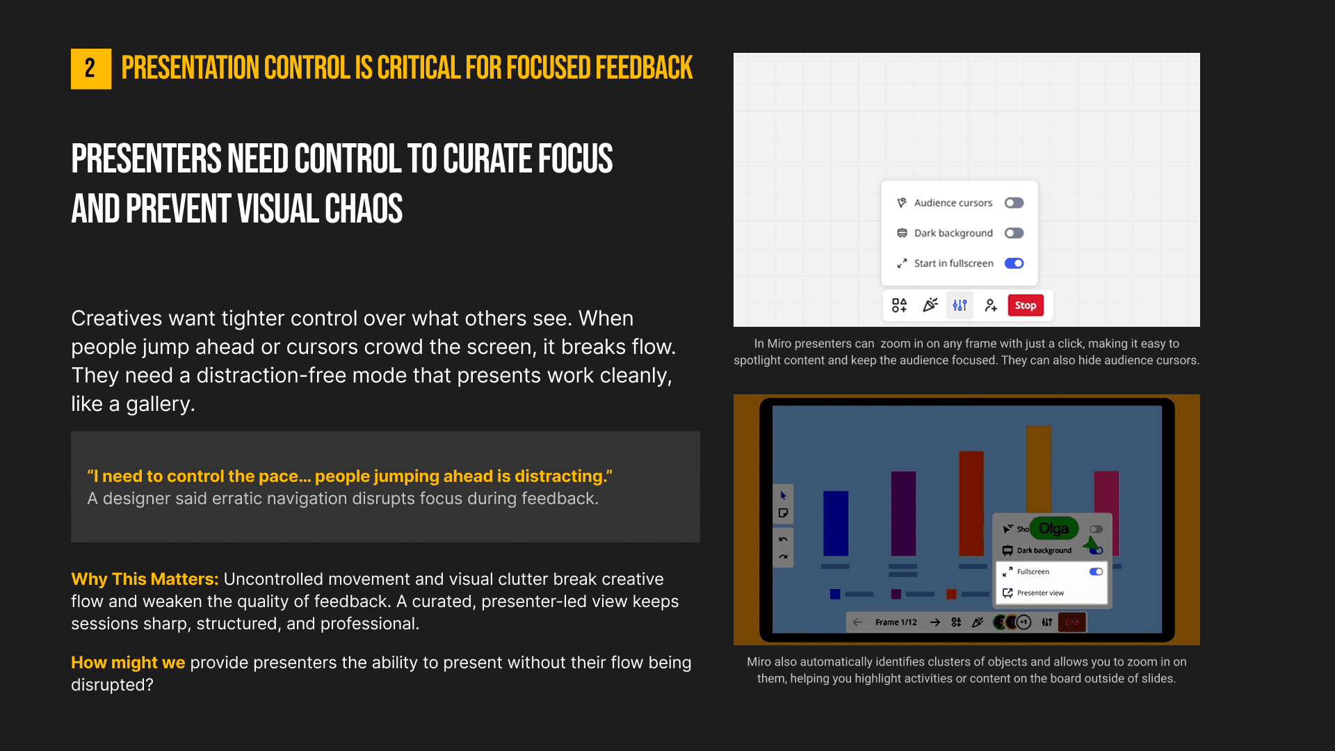 Presenter pace and cursor control