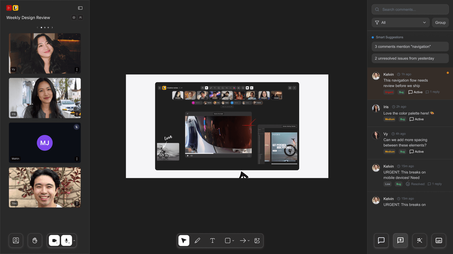 The proposed collapsible sidebar for video feeds